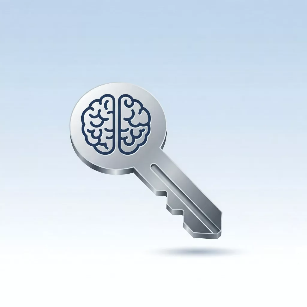 Image of a key with a picure of a brain